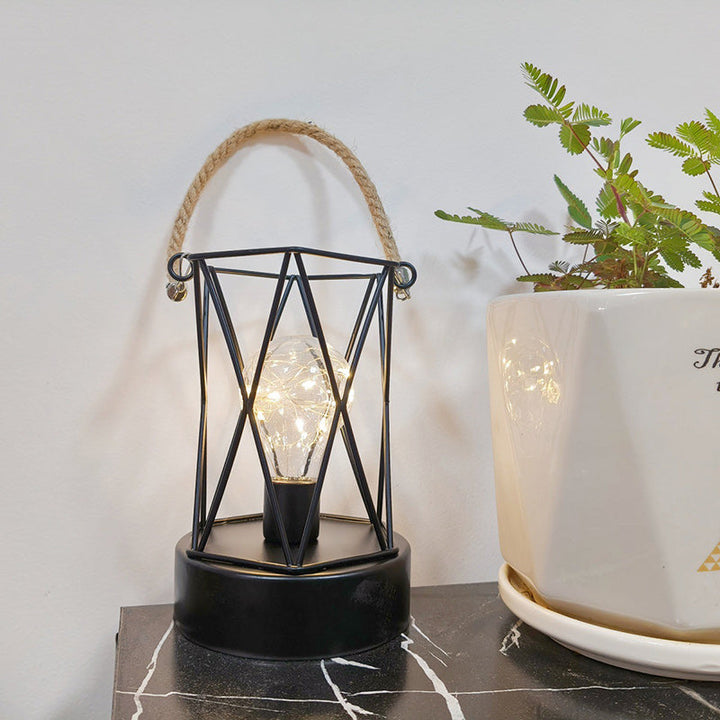 Moderne Minimalistisk Jern LED Bordlampe - Fyrkantet og Rund Design, Sort