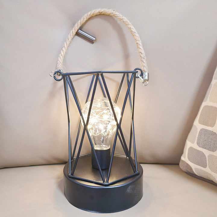 Moderne Minimalistisk Jern LED Bordlampe - Fyrkantet og Rund Design, Sort