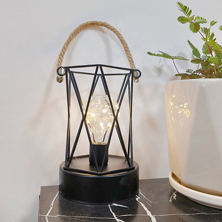 Moderne Minimalistisk Jern LED Bordlampe - Fyrkantet og Rund Design, Sort