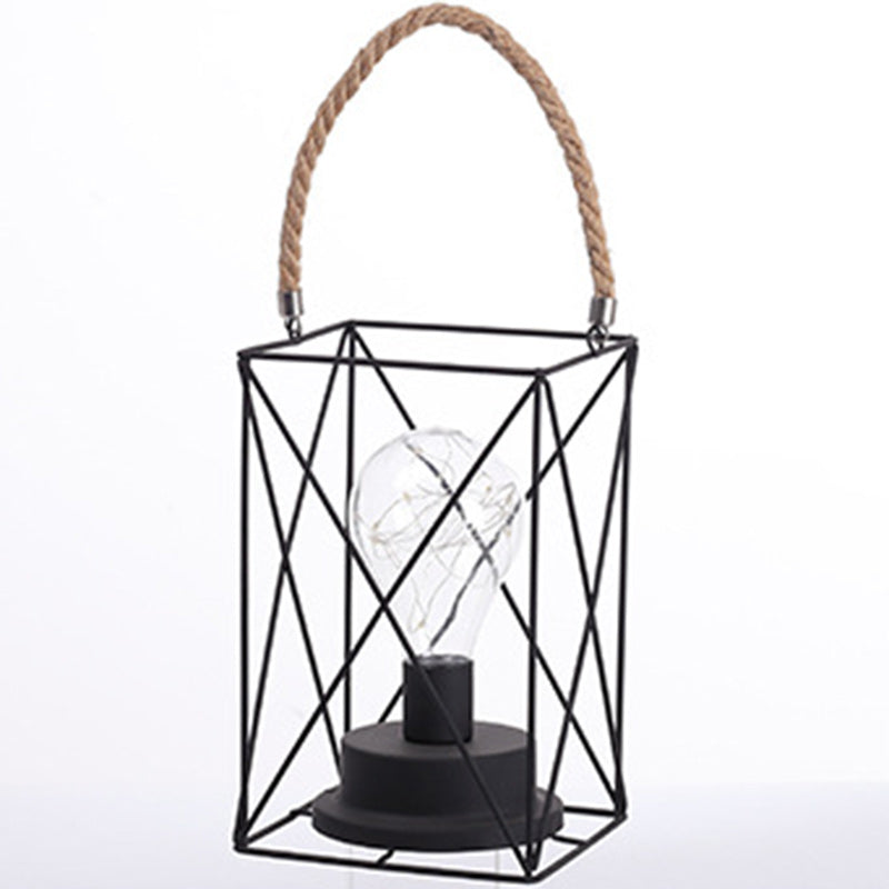 Moderne Minimalistisk Jern LED Bordlampe - Fyrkantet og Rund Design, Sort