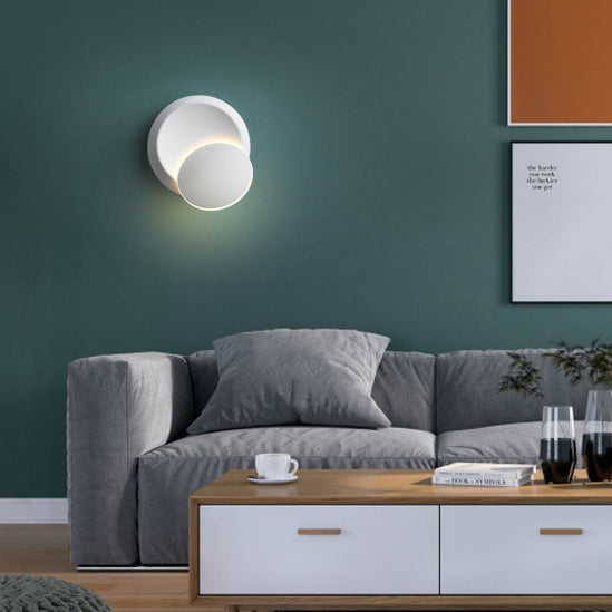 Moderne Skandinavisk Rund LED Væglampe i Metal