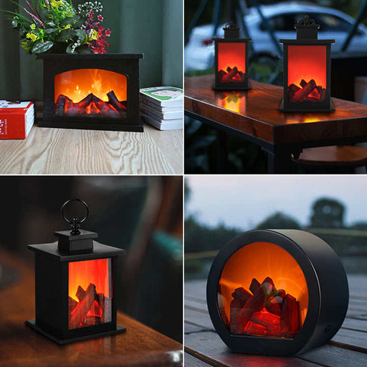 Batteridrevet Retro LED Bordlampe med Simuleret Flamme