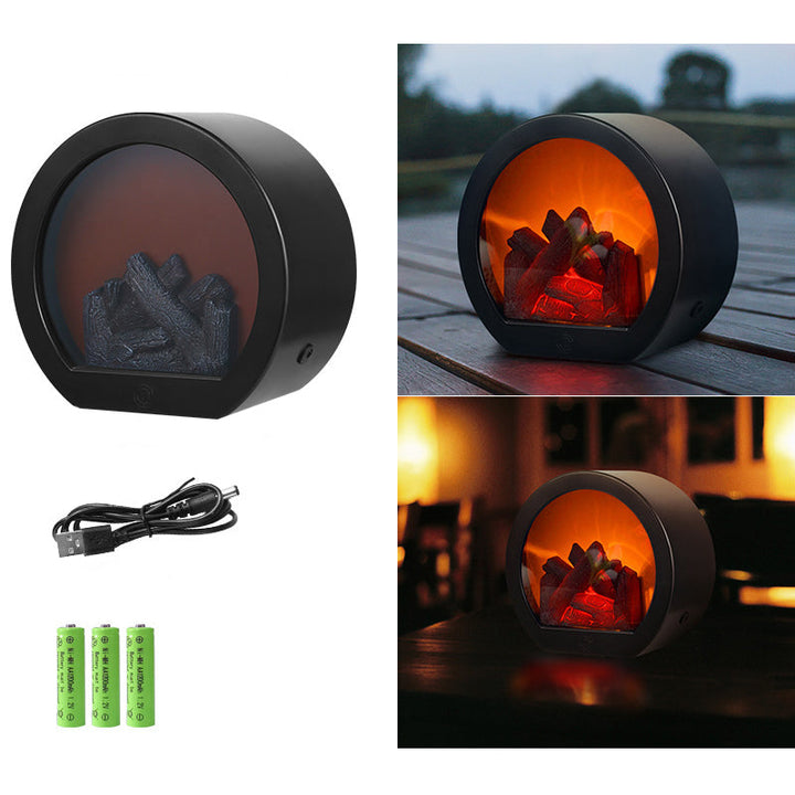 Batteridrevet Retro LED Bordlampe med Simuleret Flamme