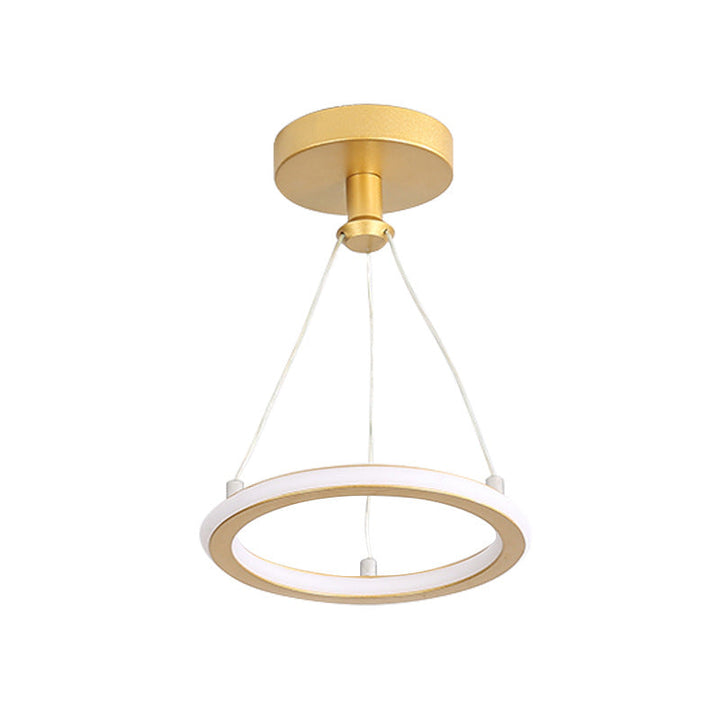Moderne Nordisk Rund Metal LED Loftlampe i Guld eller Sort