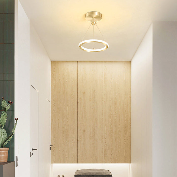 Moderne Nordisk Rund Metal LED Loftlampe i Guld eller Sort
