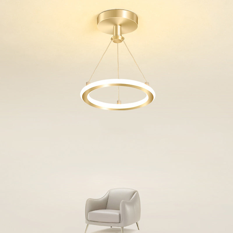 Moderne Nordisk Rund Metal LED Loftlampe i Guld eller Sort