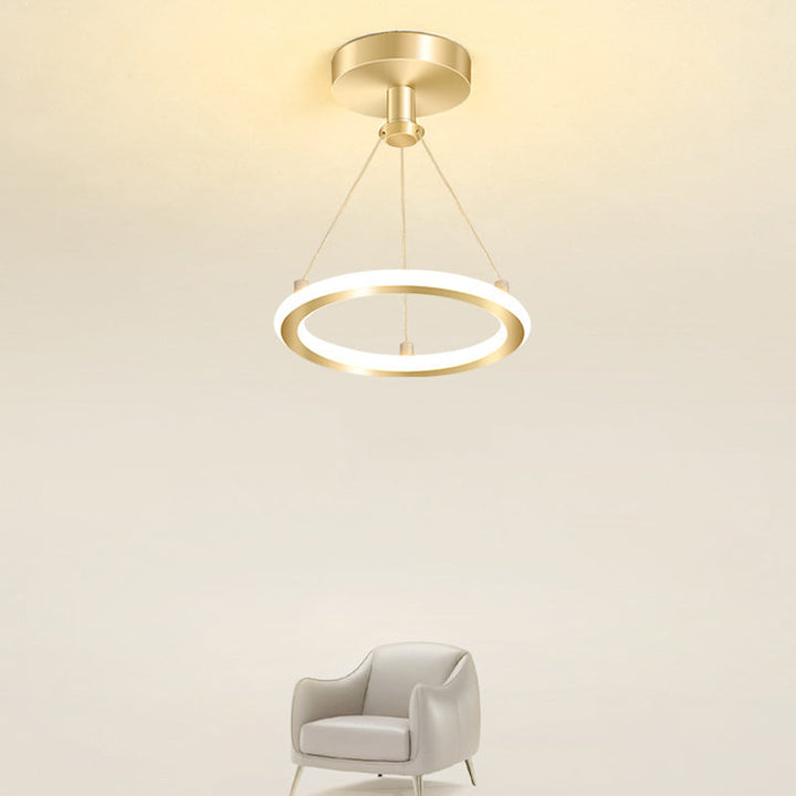 Moderne Nordisk Rund Metal LED Loftlampe i Guld eller Sort