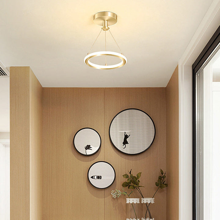 Moderne Nordisk Rund Metal LED Loftlampe i Guld eller Sort