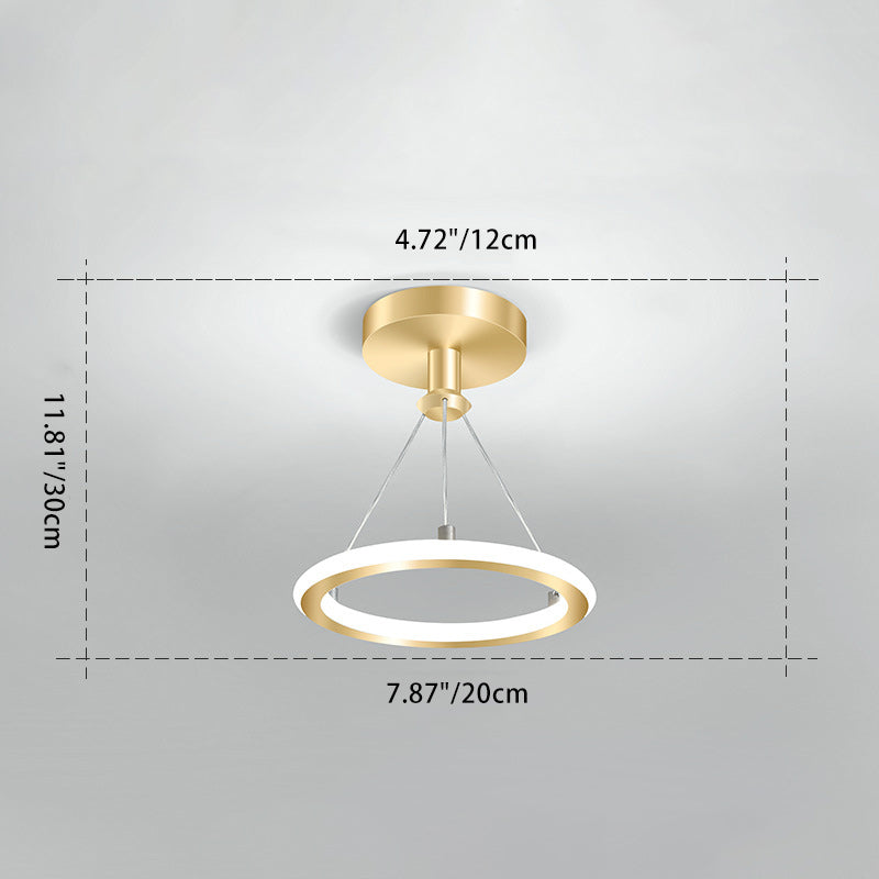 Moderne Nordisk Rund Metal LED Loftlampe i Guld eller Sort