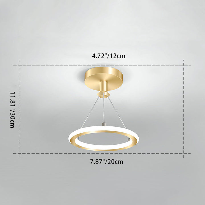 Moderne Nordisk Rund Metal LED Loftlampe i Guld eller Sort