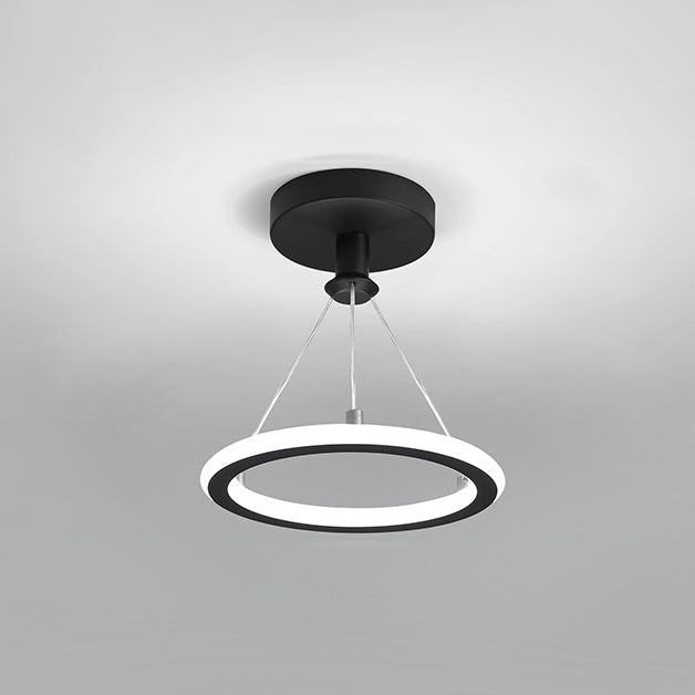 Moderne Nordisk Rund Metal LED Loftlampe i Guld eller Sort