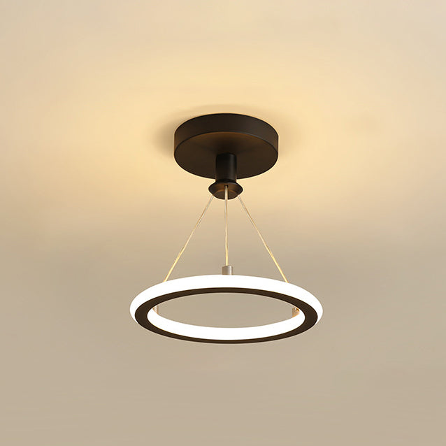 Moderne Nordisk Rund Metal LED Loftlampe i Guld eller Sort