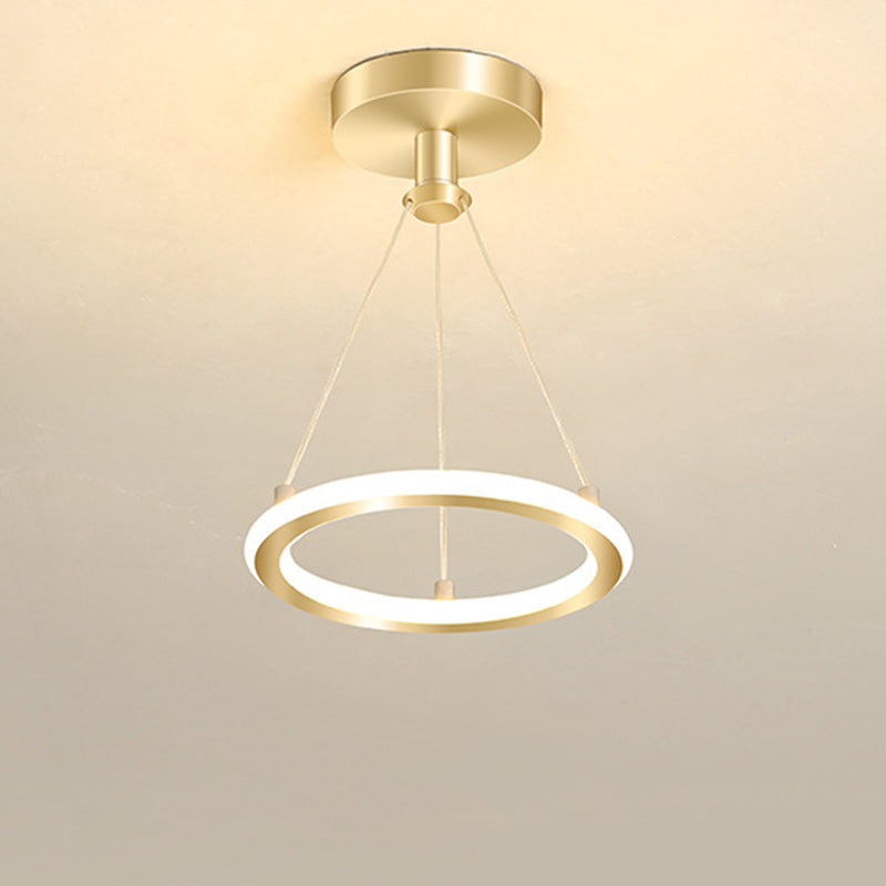 Moderne Nordisk Rund Metal LED Loftlampe i Guld eller Sort