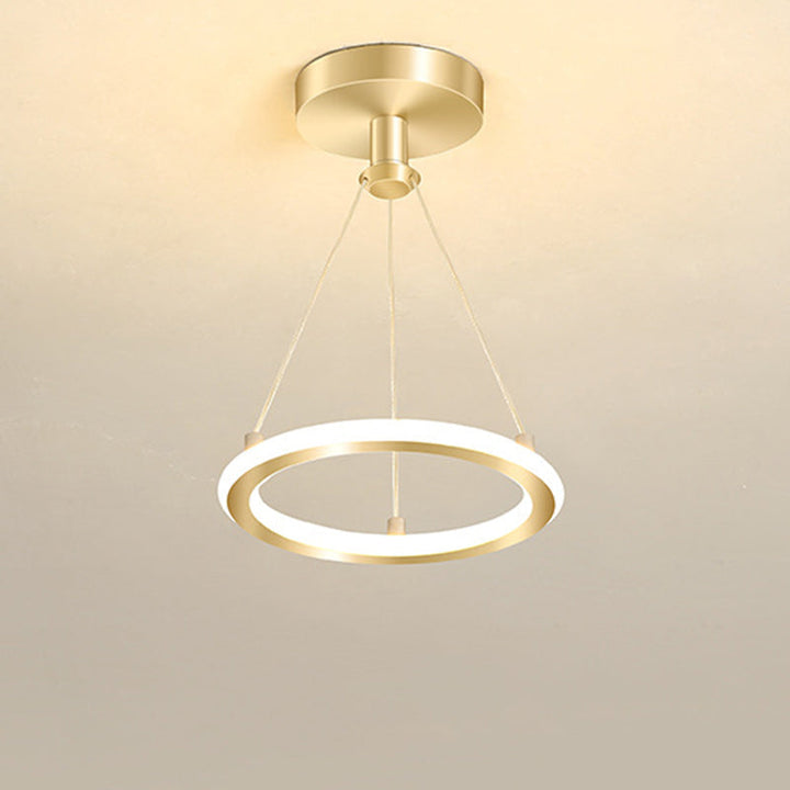 Moderne Nordisk Rund Metal LED Loftlampe i Guld eller Sort