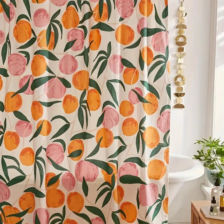 Livligt Blomster Bruseforhæng i Polyester