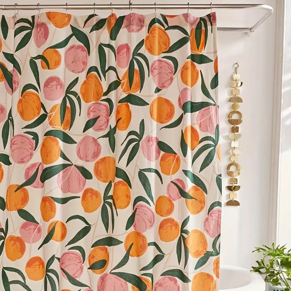Livligt Blomster Bruseforhæng i Polyester