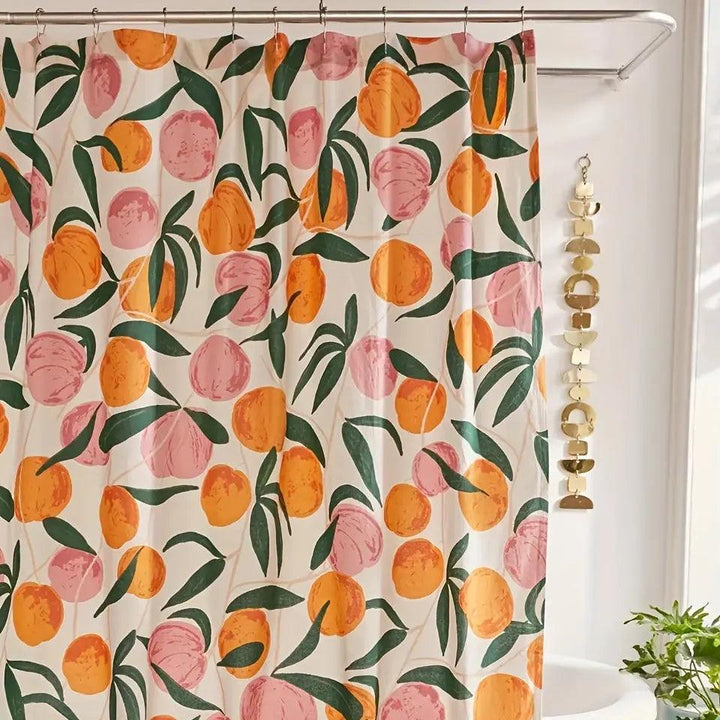 Livligt Blomster Bruseforhæng i Polyester