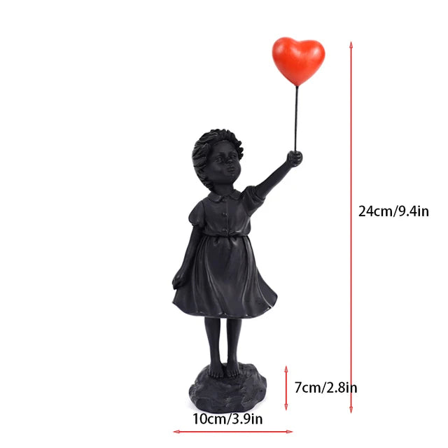 Pige med Ballon Skulptur i Banksy Stil i Resin