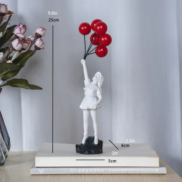 Pige med Ballon Skulptur i Banksy Stil i Resin