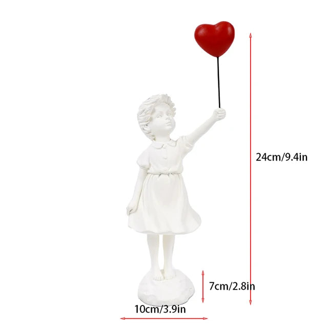 Pige med Ballon Skulptur i Banksy Stil i Resin
