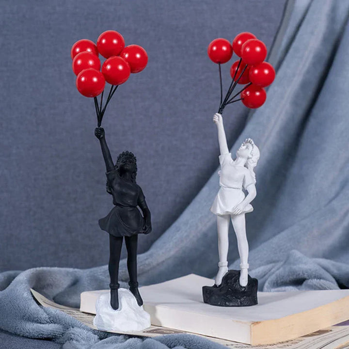 Pige med Ballon Skulptur i Banksy Stil i Resin