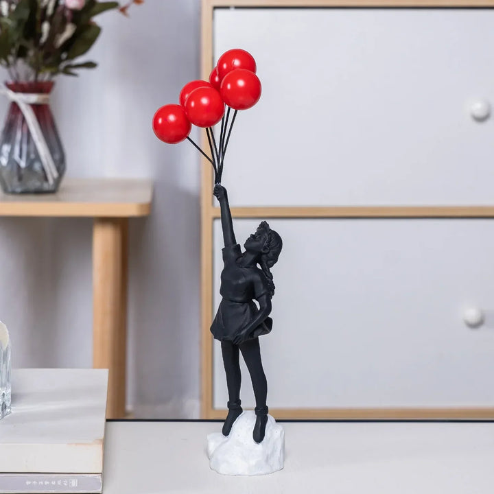 Pige med Ballon Skulptur i Banksy Stil i Resin
