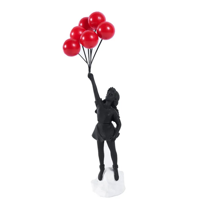 Pige med Ballon Skulptur i Banksy Stil i Resin
