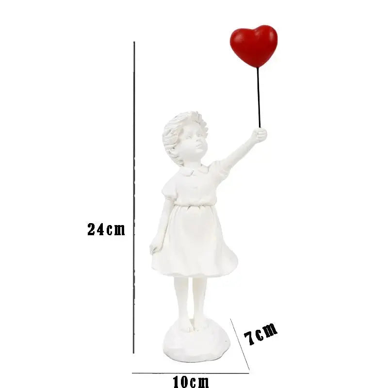 Farverig Ballonpige Statue i Harpiks