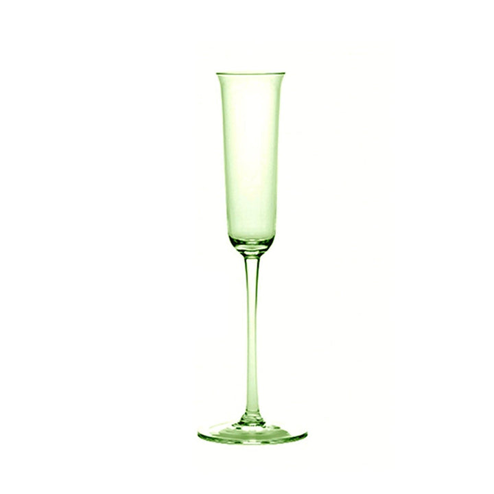 Mundblæst limegrøn champagneglas i borosilikatglas