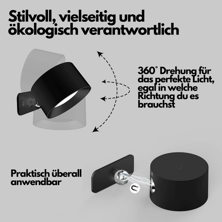 360° Justerbar Trådløs Væglampe med USB Opladning