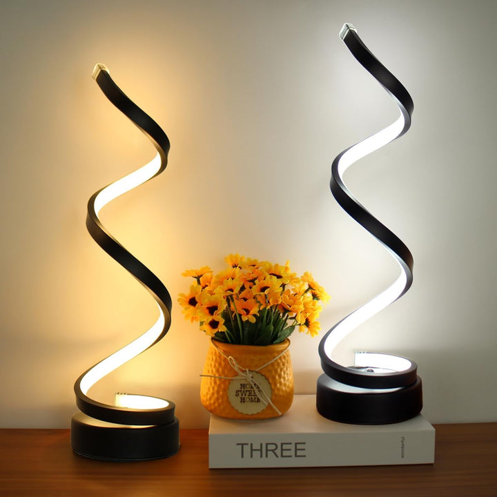 Moderne Spiral LED Bordlampe med Justerbar Lysstyrke og Farvetemperatur