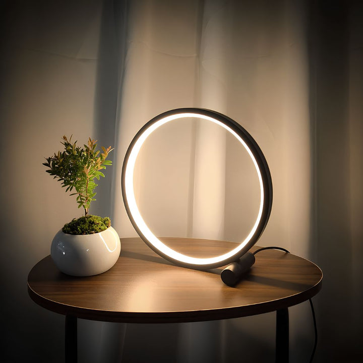Dæmpbar LED Ring Bordlampe med Justerbar Lysstyrke