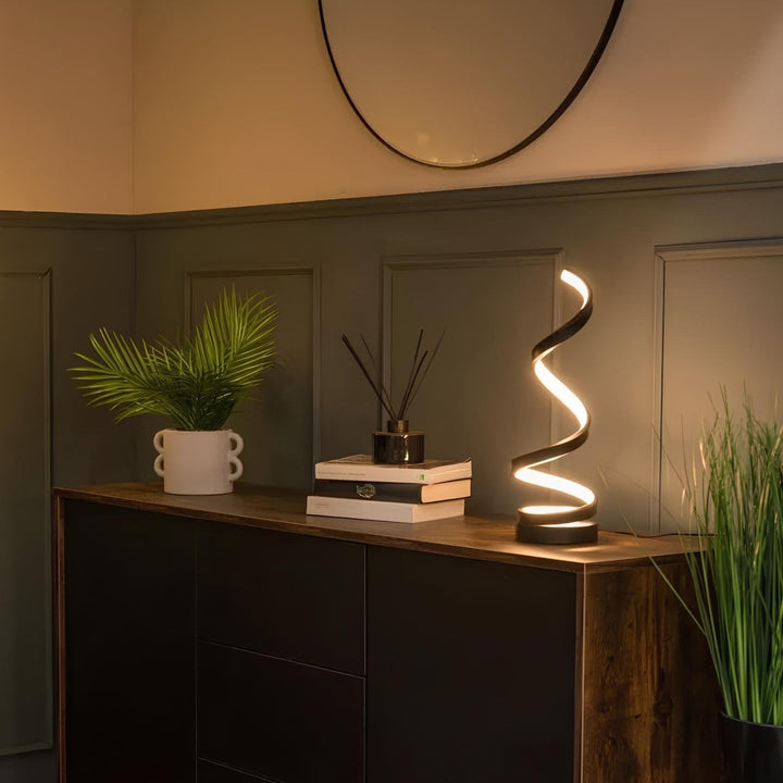 Moderne Spiral LED Bordlampe med Justerbar Lysstyrke og Farvetemperatur