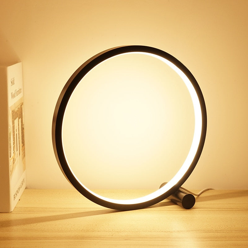 Dæmpbar LED Ring Bordlampe med Justerbar Lysstyrke