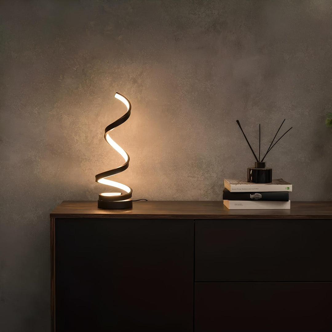Moderne Spiral LED Bordlampe med Justerbar Lysstyrke og Farvetemperatur