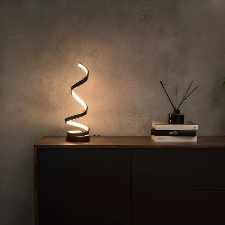 Moderne Spiral LED Bordlampe med Justerbar Lysstyrke og Farvetemperatur