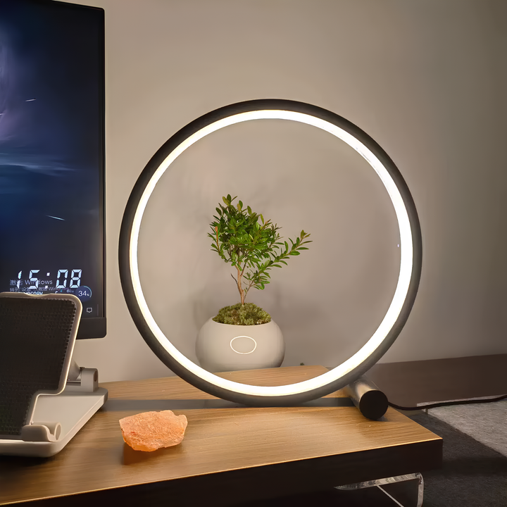 Dæmpbar LED Ring Bordlampe med Justerbar Lysstyrke