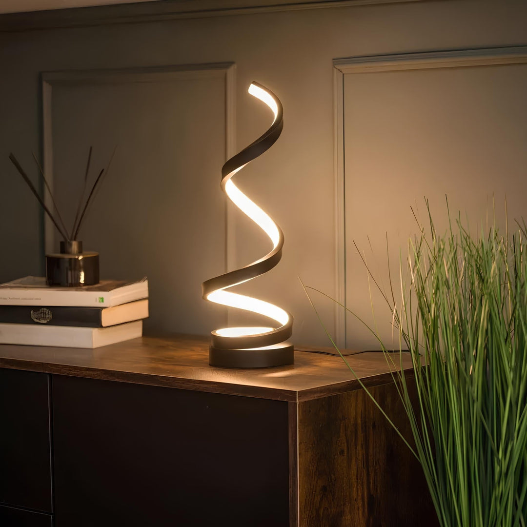 Moderne Spiral LED Bordlampe med Justerbar Lysstyrke og Farvetemperatur