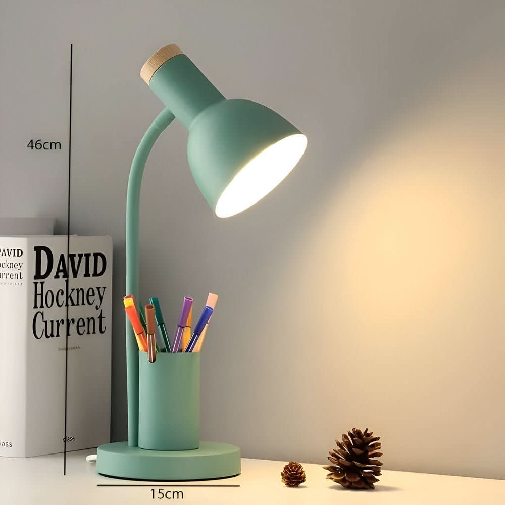Moderne LED Skrivebordslampe med Justerbare Lysfarver og Penneholder
