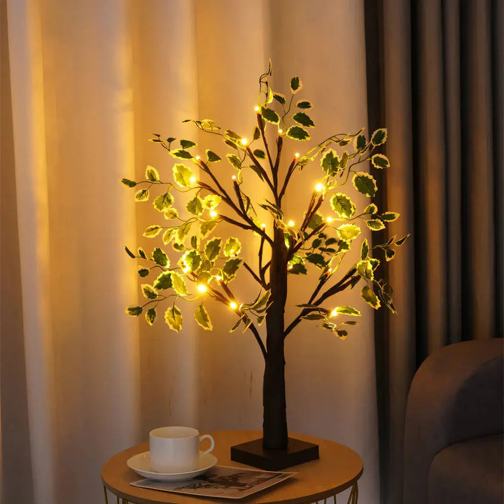 Trædesign Bordlampe med Varmt LED-lys