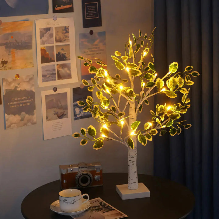 Trædesign Bordlampe med Varmt LED-lys