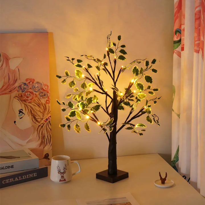 Trædesign Bordlampe med Varmt LED-lys