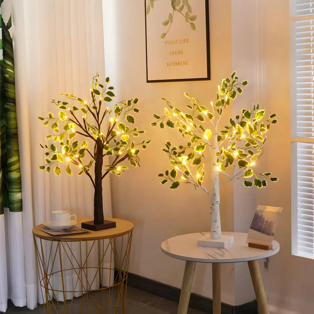 Trædesign Bordlampe med Varmt LED-lys