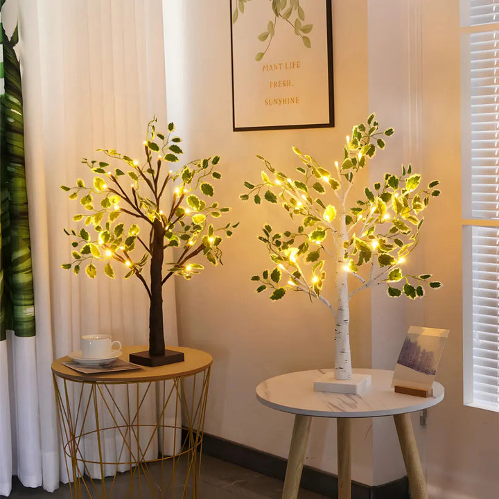 Trædesign Bordlampe med Varmt LED-lys