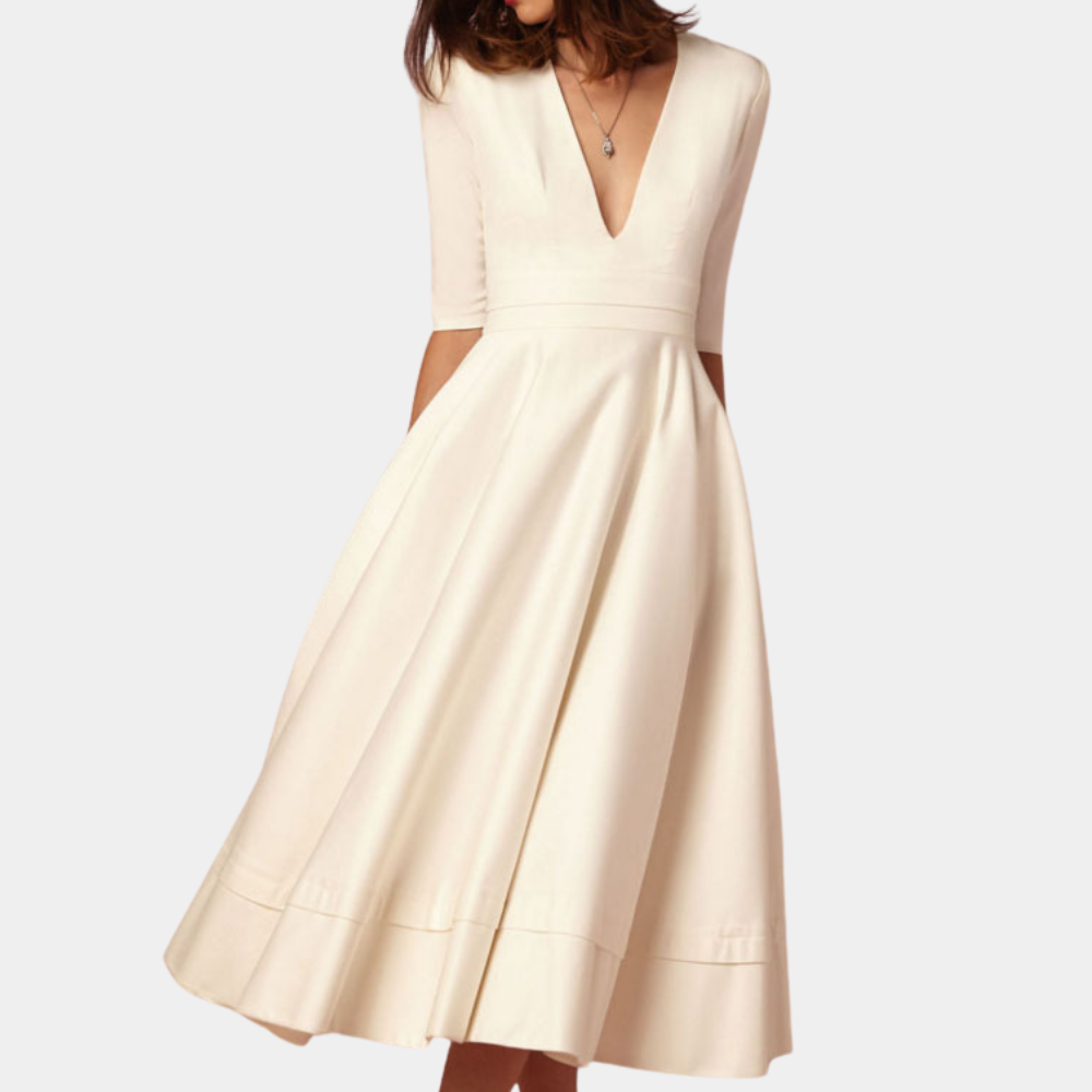 Joy | Kvinders A-Linje Elegant Midi Kjole