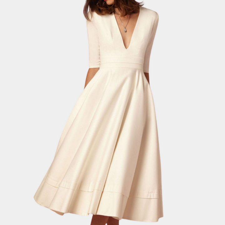Joy | Kvinders A-Linje Elegant Midi Kjole