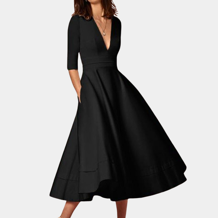 Joy | Kvinders A-Linje Elegant Midi Kjole