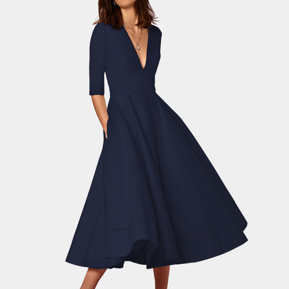 Joy | Kvinders A-Linje Elegant Midi Kjole