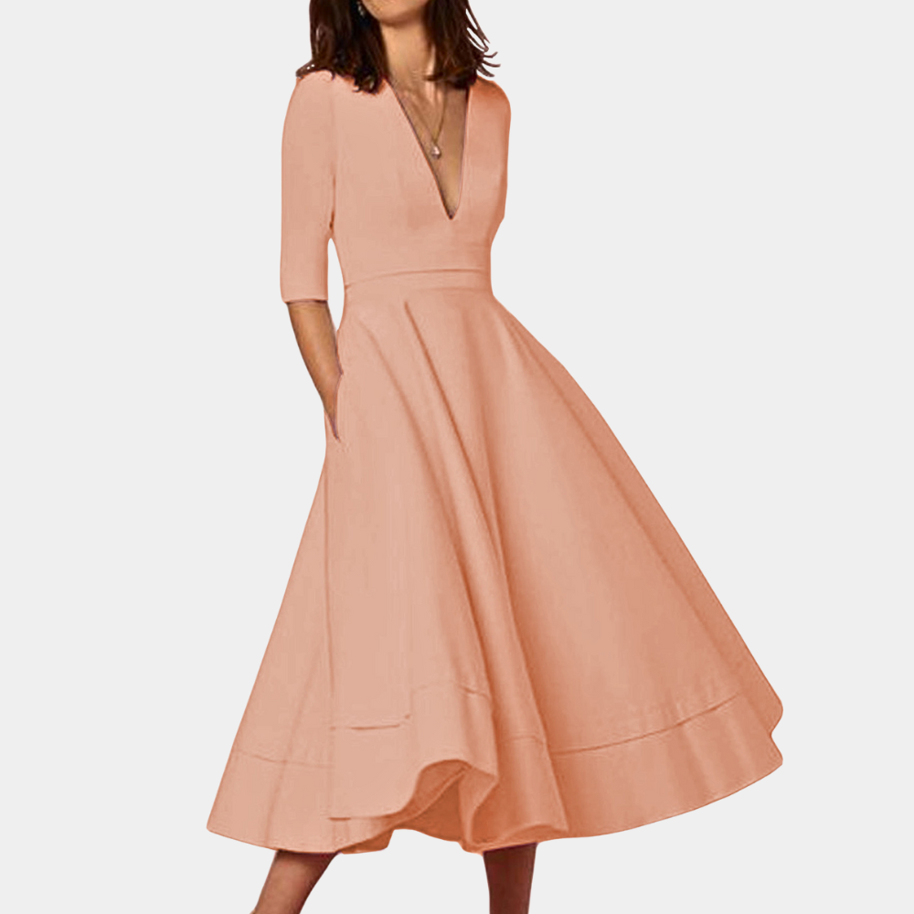 Joy | Kvinders A-Linje Elegant Midi Kjole