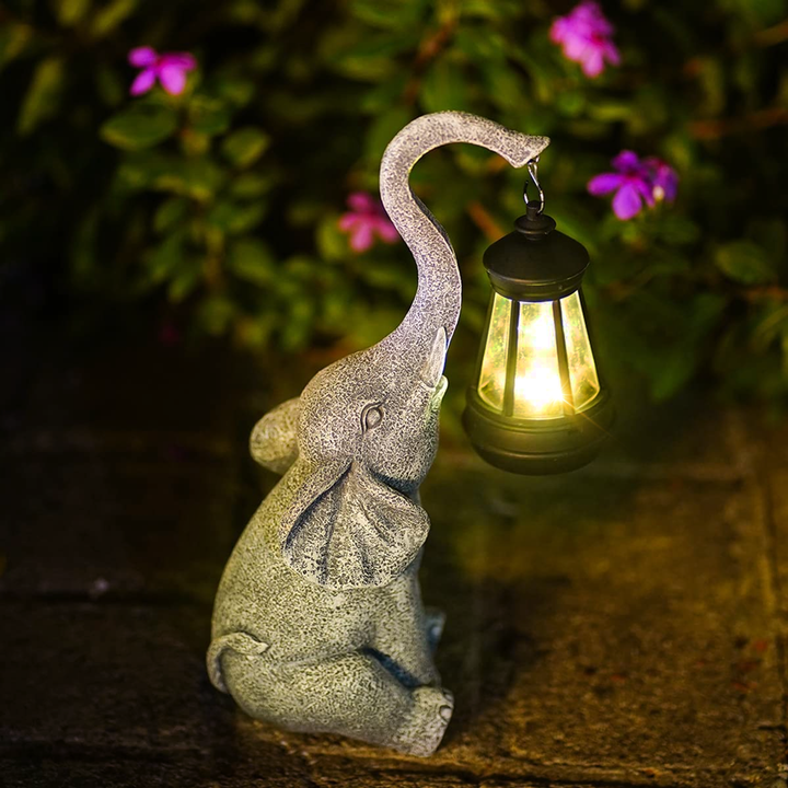 Solcelledrevet Elefant Bordlampe til Indendørs og Udendørs Brug